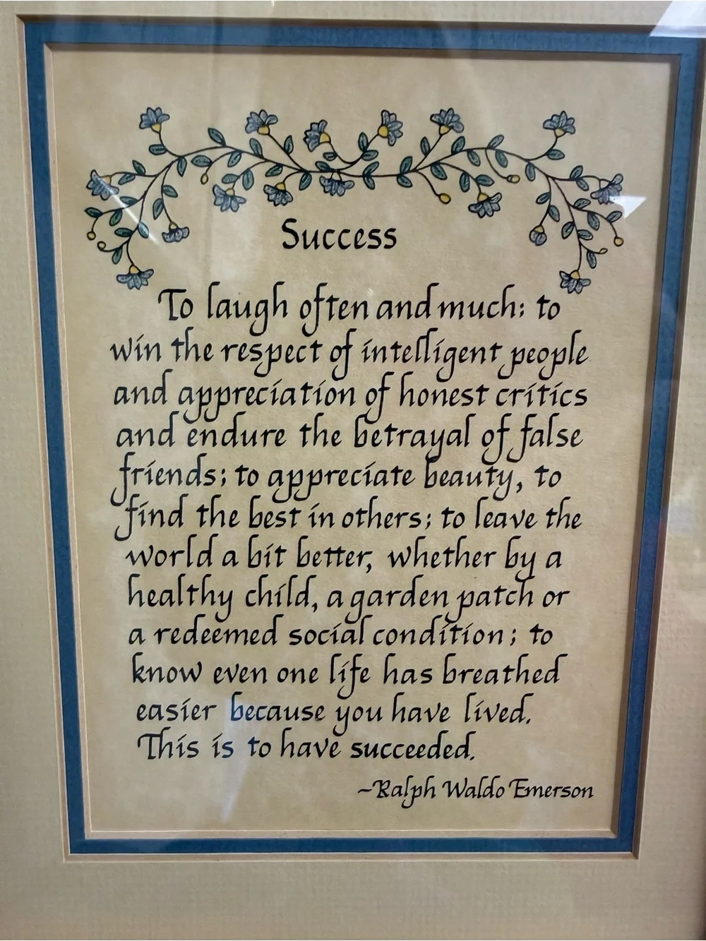 Vintage 1970s Framed Inspirational 'Success'  in Light Brown Frame